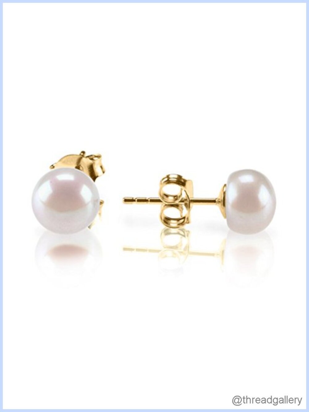 14K Gold Plated Freshwater Pearl Stud Earrings 925 Sterling Silver